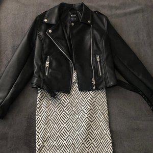 Black imitation leather jacket